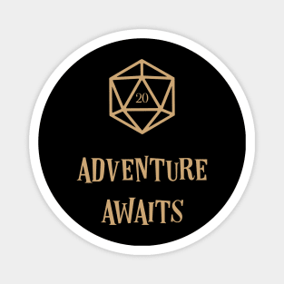 Funny Misadventure Awaits D20 Dice Tabletop RPG Magnet